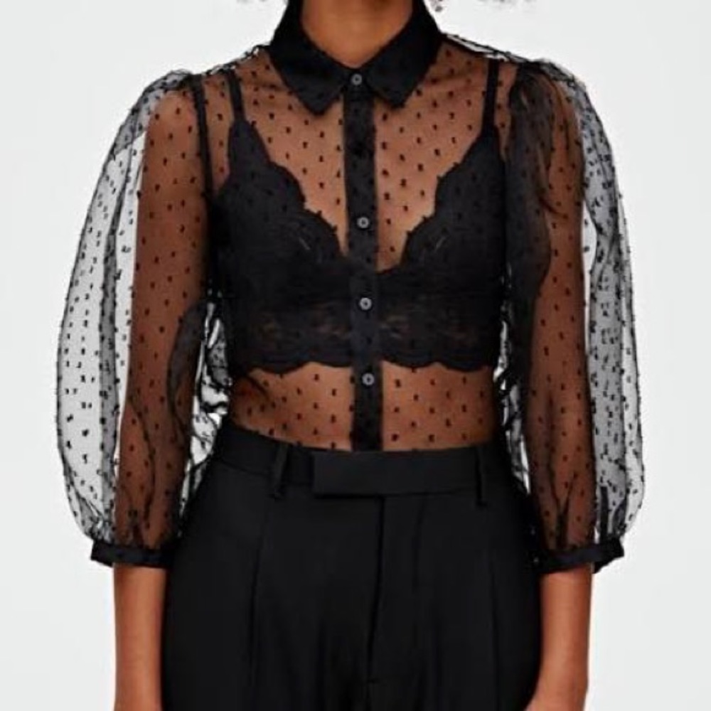 PULL&BEAR Sheer Organza Top